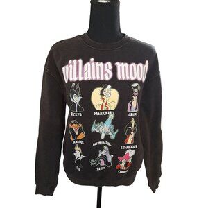 Disney Villians Black Juniors Crewneck Sweatshirt Size S Casual Movies Halloween